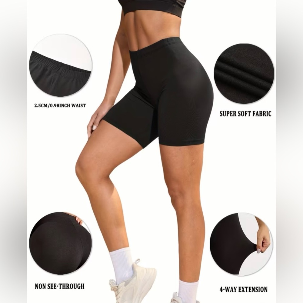 Women’s Black Bike Shorts soft none see through fabric sz S new without tags